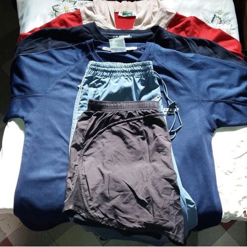 T-Shirt Manche Longue À Capuche Rouge + T-Shirt À Manches Longues Noir + T-Shirt Bleu + Short Long Bleu Ciel + Short Noir - Hpw Golite Rg51a - 5 Pièces - 16 Ans - Garçon