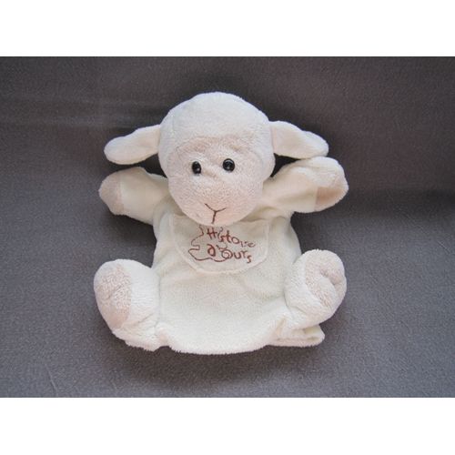 Doudou plat marionnette mouton écru/beige Histoire d'ours