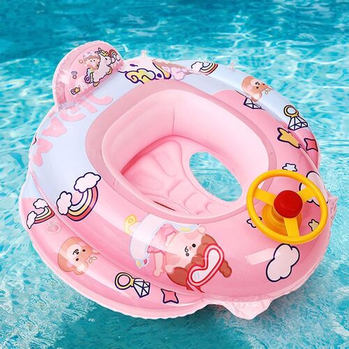 Flotteur De Piscine Pour Bébé, Flotteur De Natation, Flotteur Gonflable Pour Bébé Avec Volant Et Klaxon, Flotteur D'eau Extérieur D'été, Licorne Colorée Au Volant (1-6 Ans)