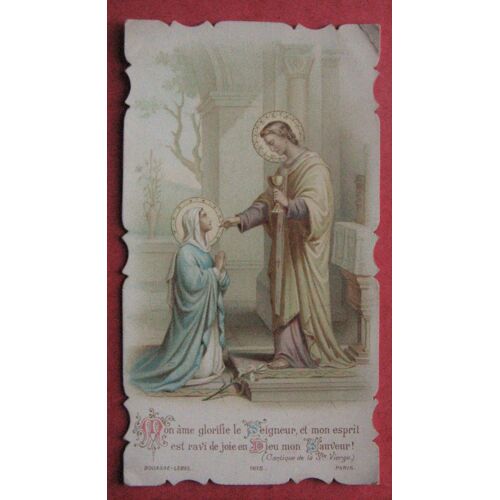 Image Pieuse Ancienne 1900 Souvenir Communion Angers "Mon Aâme Glorifie..."
