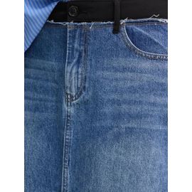 Desigual Jupe Mi-Longue À Empiècement En Jean - Bleu