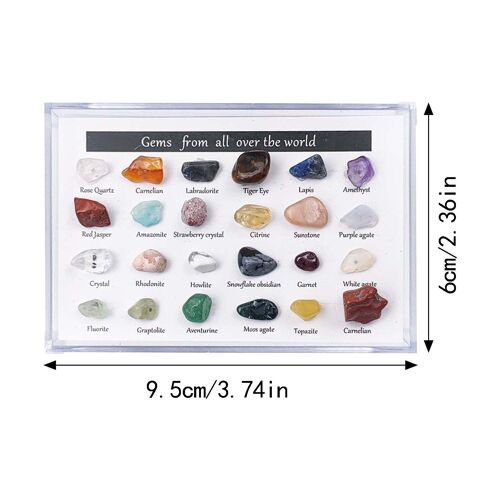Boîte de rangement de pierres précieuses en cristal naturel, 24 pièces, Agate en cristal naturel, compte à rebours de noël