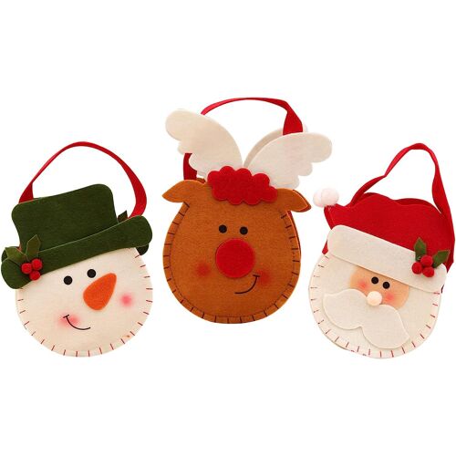 Ensemble De 3-5,90 X 7,87 Pouces Sacs En Feutre Père Noël Renne Et Bonhomme De Neige Bonbons De Noël Sac Cadeau Pour Enfants Fêtes De Vacances Enseignants Décorations