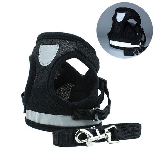 Harnais Réfléchissant En Nylon À Mailles Et Laisse Pour Chat Chien, Gilet Pour Chaton, Chiot, Vêtements D'animaux Pour Petits Chiens Type Yorkshire Ou Carlin