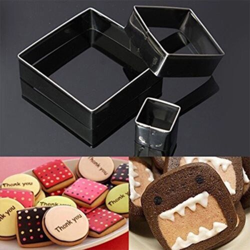 Moule À Gâteau Carré 3d En Acier Inoxydable, Outils De Cuisson, Décoration De Gâteaux, Coupe-Biscuits, Accessoires De Cuisson, 3 Pièces/Ensemble