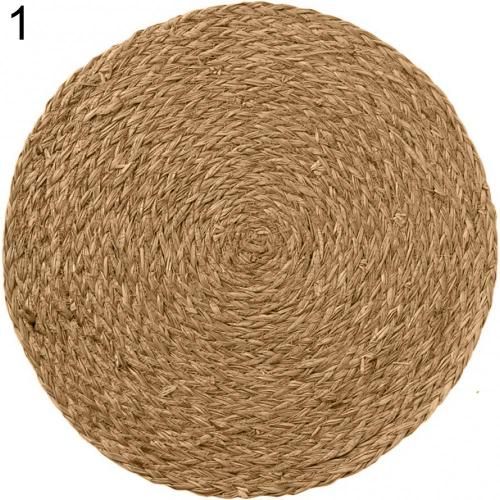 Tapis De Sous-Verre Rond Tissé À La Main, 2021 Tasses, Herbe À L'eau De Maïs, Napperon Thermo-Isolant, Accessoires De Décoration De Table