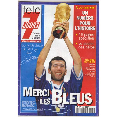 Télé 7 Jours 1991   Numero Special Coupe Du Monde  Merci Les Bleus Zidane