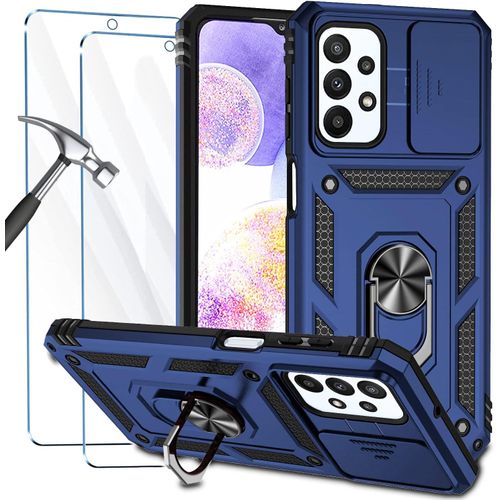 Coque Pour Samsung Galaxy A23 4g/5g / M23 5g Etui Avec 2 Protection Ecran En Verre Trempe Hd Antichoc Militaire Magnetique Coque Samsung A23 4g/5g / M23 5g Housse [Protection Camera] Marine