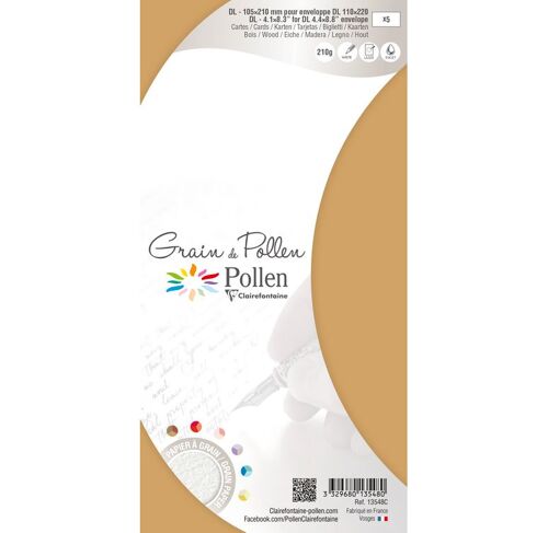 Clairefontaine Lot De 3 Etuis De 5 Cartes Grain De Pollen 105x210 Bois