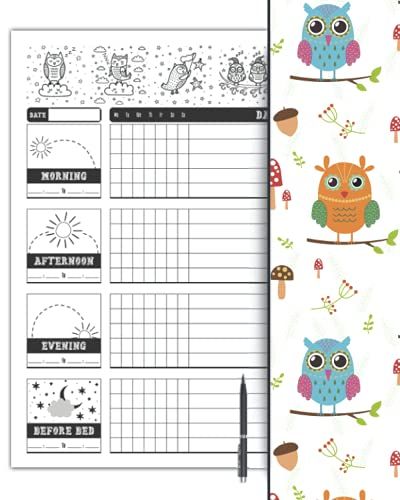 Daily Routine Planner: Morning, Afternoon, Evening, And Before Bed Routines Checklist For Kids With Beautiful Owl Themed Interior | Makes A Great Gift Given Journal For Parents.