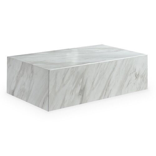 Table basse rectangulaire effet marbre blanc
