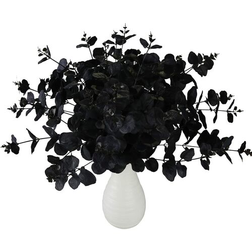 1 paquet de fausses fleurs noires bouquet de tiges d'eucalyptus artificielles avec 20 branches 18,5 pouces feuilles d'eucalyptus pour vase centre de table de mariage bricolage arrangements floraux déc