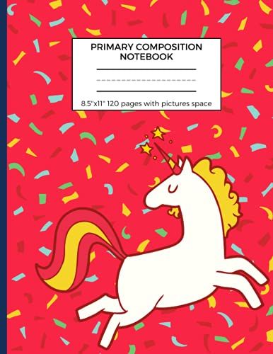 Primary Composition Notebook: Primary Story Journal Composition Book | Grade Level K-2 Draw And Write, Dotted Midline With Picture Space | Happy ... | Handwriting Practice Paper Kindergarten