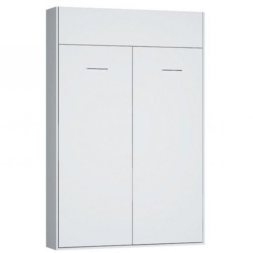 Armoire Lit Escamotable Dynamo Blanc Mat Ouverture Assistée Et Pied Automatique, Couchage 140*200 Cm