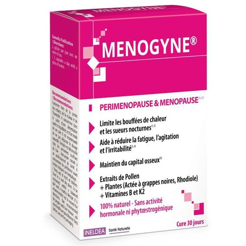 Ineldea Santé Naturelle - Menogyne - Préménopause Et Ménopause - Cure De 30 J - 60 Gélules Végétales 