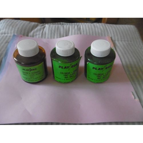 Flacons 100ml Encre A Dessiner Colorink Playjeux : Vert Et Ocre Lot De 3