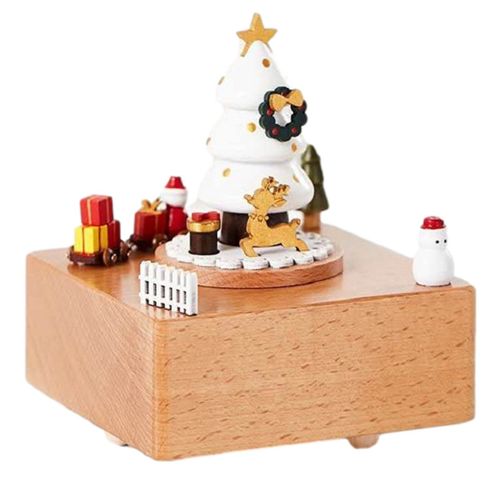 Boîte À Musique En Bois, Cadeau De Noël, Arbre De Noël, Train, Nouvel An, Rétro, Accessoires De Décoration Pour La Maison