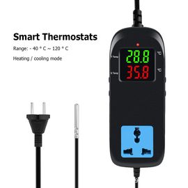 Thermostat Électronique Prise Led, Régulateur De Température, Incubateur D'Aquarium, Régulateur De Chauffage Et De Refroidissement, Capteur Ntc