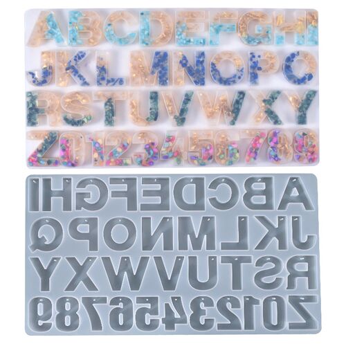 Moules De Porte-Clés Alphabet En Résine Avec Trou, Grands Moules En Silicone Pour Époxy, Moules À Lettres Pour Bijoux, Fabrication De Pendentifs