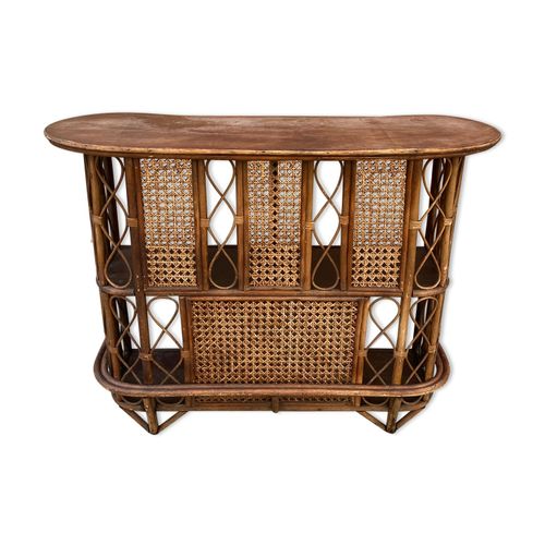 Bar En Rotin Et Cannage Marron