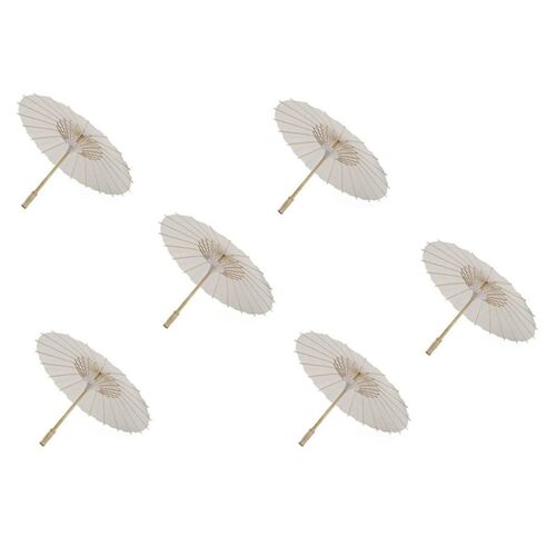 6pcs Parasol En Papier 60cm Parasol De Plage Blanc Diy Parapluie Photographie Accessoires Pour Bébé Fête De Mariage