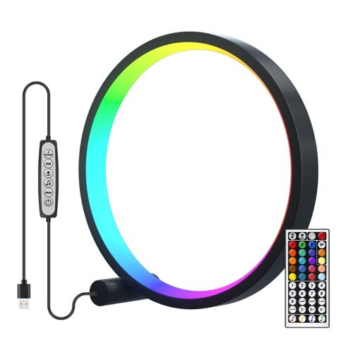 Anneau Lumineux Led Coloré Avec Télécommande, Luminaire Décoratif D'intérieur, Idéal Pour Une Chambre À Coucher, Une Table Ou Un Bureau, Une Table De Chevet Ou Une Fête, 12w