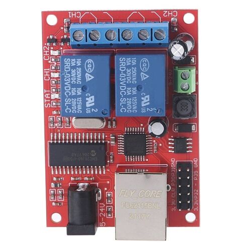 Carte relais Ethernet 2 voies, commutateur de retard, Module de contrôleur TCP/UDP, serveur WEB