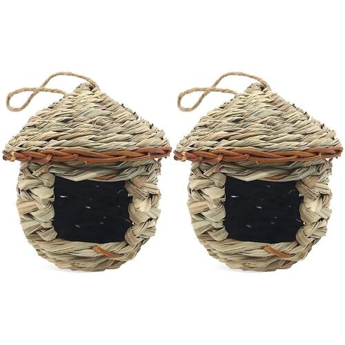 Maison d'oiseau, herbe tissée à la main pour l'extérieur suspendu, cabane à oiseaux naturel pour l'extérieur, nichoirs à oiseaux