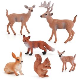 Jouets Figurines D'animaux Peints À La Main, Reproduction D'un Renne, D'un Écureuil, D'un Renard Rouge, D'une Queue Blanche