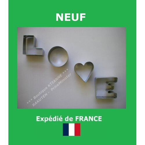 Moule Love - En Métal - Composé De 4 Lettres : L + O + V + E - Emporte-Pièces - Gâteaux - Biscuits - Loisirs Créatifs