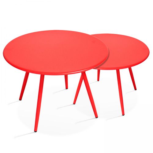 Lot De 2 Tables Basses Acier Rouge