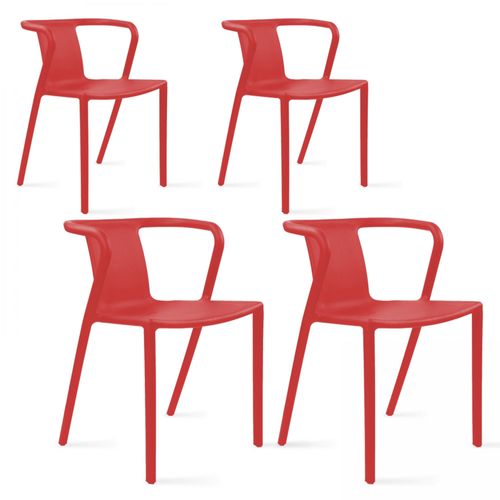 Lot 4 Chaises Plastiques Polypropylène Rouge