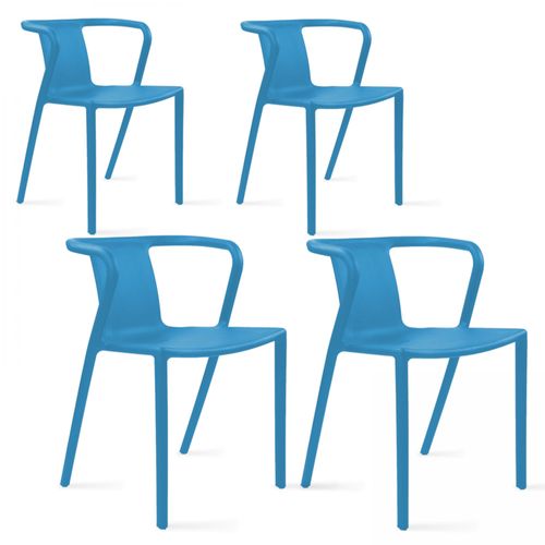 Lot 4 Chaises Plastiques Polypropylène Bleu