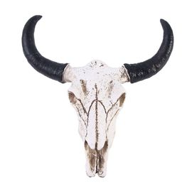 Crâne De Vache Longhorn En Résine Pour Décoration Murale,Reproduction De Tête D'animal En 3d, Sculpture De Faune Sauvage, Figurine Artisanale À Longues Cornes Pour La Maison, Décor De Halloween