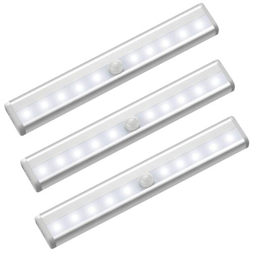 Ensemble De 3 Led Motion Sensor Lights Indoor Cabinet Light 10 Leds Spot Sans Fil, Led Closet Lamp 