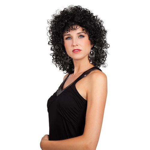 Perruque Bouclée Noire Femme Taille Unique