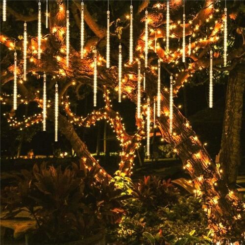 30cm 8tubes Led Étanche Scintillement Guirlande Lumineuse Météore Lampe Tombant Goutte De Pluie Décoration Blanc Chaud