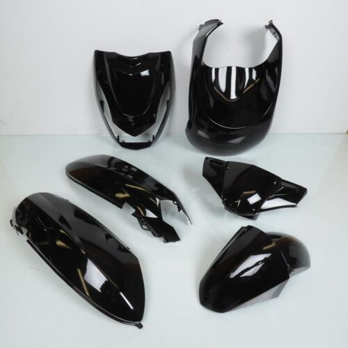 Kit Carénage Tun'r Pour Scooter Peugeot 50 Kisbee 2018 6 Pieces Noir Brillant
