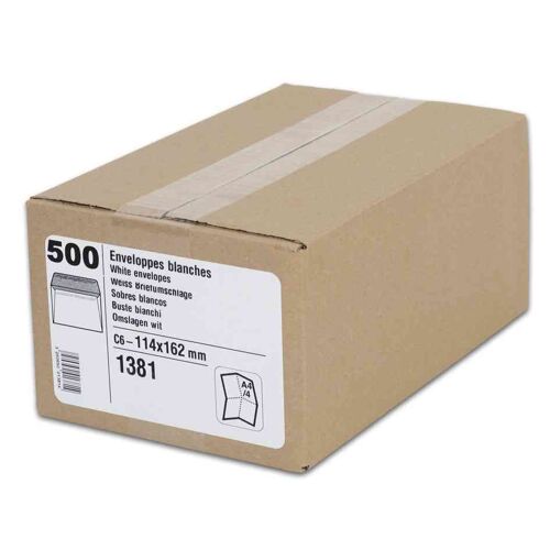 Gpv Bte 500 Enveloppess C6 114 X 162 Mm 80g Autocollantes Blanc