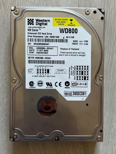 Disque dur Western Digital 80 Go Caviar WD800 IDE WD800BB-00CAA1