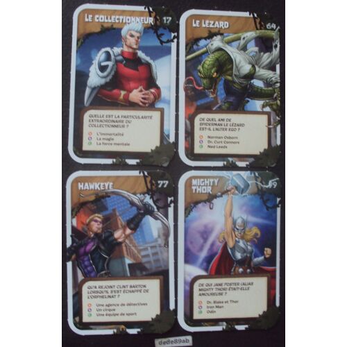 4 Cartes Marvel Leclerc . Explorer L'univers . N°17 . 64 . 77 . 99 .