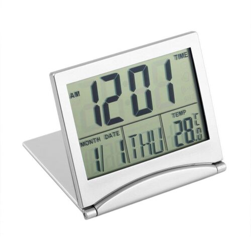 Réveil numérique LCD pliable, Table de bureau, Station météo, température de voyage, Mini horloge électronique
