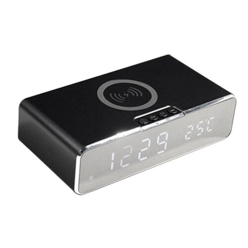 Réveil électronique LED multifonction 3 en 1, affichage de l'heure et de la température, avec chargeur de téléphone portable sans fil, Bluetooth