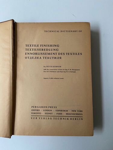 Technical Dictionary Of Textile Finishing - Textilveredlung - Ennoblissement Des Textiles - отделка Текстиля