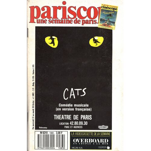 Pariscope - Une Semaine De Paris N° 1083 : Du Mercredi 22 Au Mardi 28 Février 1989