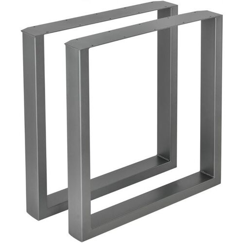 Bc-elec - HM6072-GRIS 2 Pieds de table en acier gris format rectangulaire 60x72cm, Pieds pour meubles, Pieds de table métal