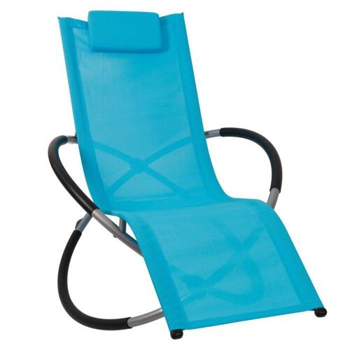 Bc-Elec - Hmbl-04-Blue Chaise Longue Bleu, Relax De Jardin, Chaise De Jardin, Rocking Chair, Résistant Aux Intempéries, Max 180kg