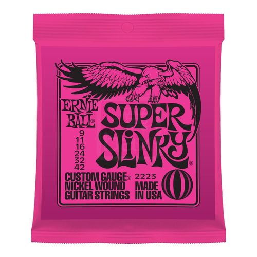 Ernie Ball 2223 Super Slinky Jeu De Cordes Guitare Électrique .009 - .042 Pink