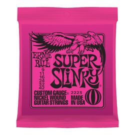 Ernie Ball 2223 Super Slinky Jeu De Cordes Guitare Électrique .009 - .042 Pink