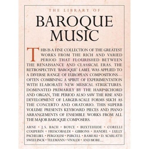 Wise Publications - The Library Of Baroque Music - The Library Of Baroque Music- Partition Musique Baroque